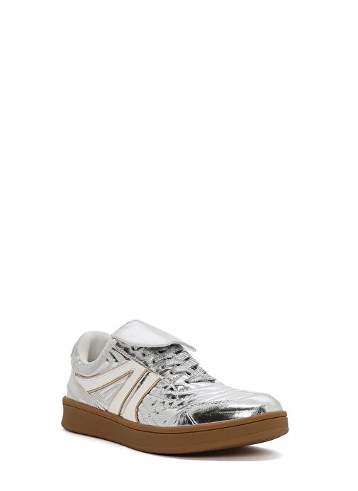 Kadın Gümüş Bağcıklı Metalik Sneaker 25SFD430632 - Görsel 7