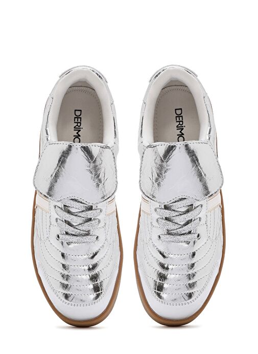 Kadın Gümüş Bağcıklı Metalik Sneaker 25SFD430632 - Görsel 8