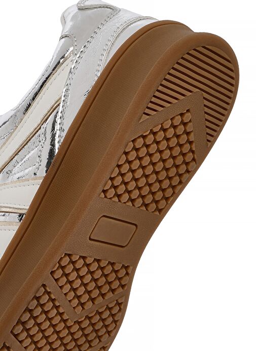 Kadın Gümüş Bağcıklı Metalik Sneaker 25SFD430632 - Görsel 9