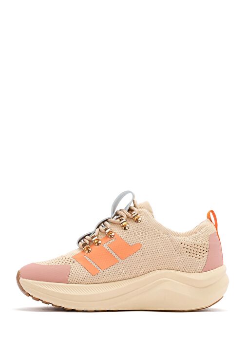 Derimod Zero Kadın Bej Kalın Tabanlı Bağcıklı Kumaş Sneaker 25SFD43166F - Görsel 3