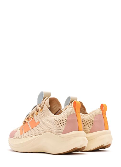 Derimod Zero Kadın Bej Kalın Tabanlı Bağcıklı Kumaş Sneaker 25SFD43166F - Görsel 6