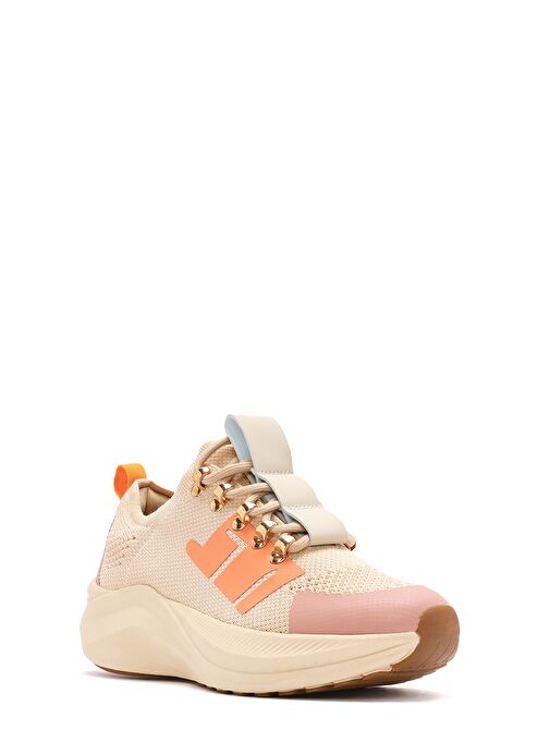 Derimod Zero Kadın Bej Kalın Tabanlı Bağcıklı Kumaş Sneaker 25SFD43166F - Görsel 7