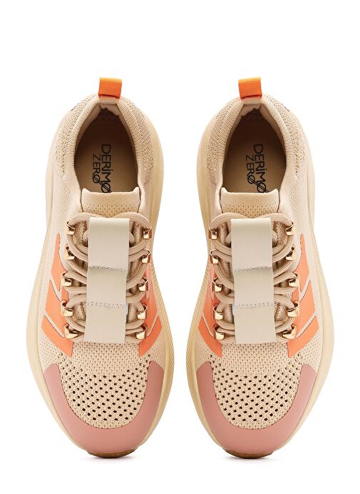 Derimod Zero Kadın Bej Kalın Tabanlı Bağcıklı Kumaş Sneaker 25SFD43166F - Görsel 8