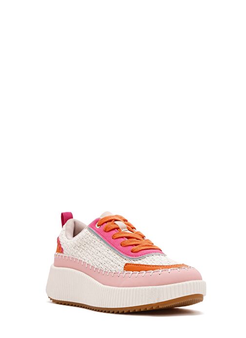 Kadın Çok Renkli Bağcıklı Kalın Tabanlı Örgülü Sneaker 25SFD43086F - Görsel 7