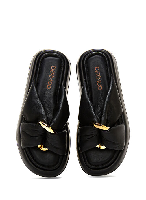 Kadın Siyah Toka Detaylı Deri Terlik 25SFD130018 - Görsel 8