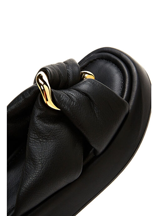 Kadın Siyah Toka Detaylı Deri Terlik 25SFD130018 - Görsel 9