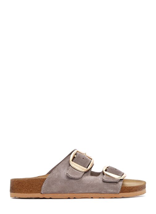 Kadın Bej Tokalı Süet Deri Terlik 25SFD130110 - Görsel 2