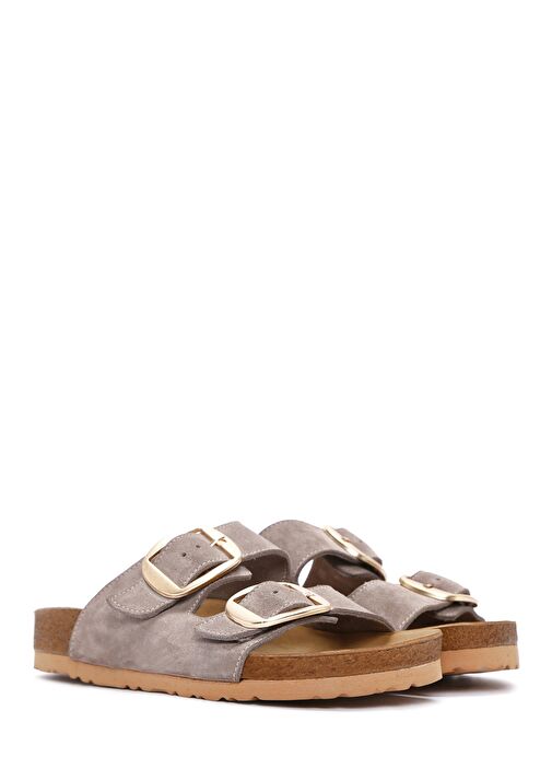 Kadın Bej Tokalı Süet Deri Terlik 25SFD130110 - Görsel 4