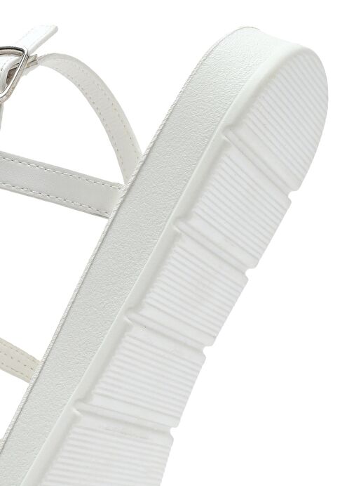 Kadın Beyaz Taşlı Sandalet 25SFE464114 - Görsel 9