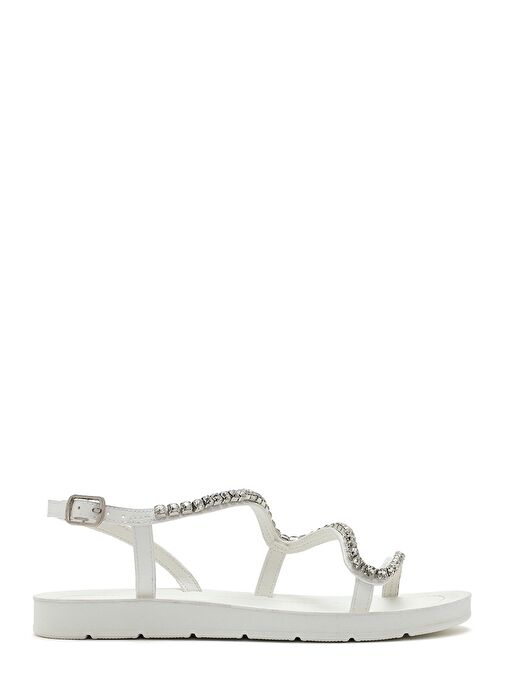 Kadın Beyaz Taşlı Sandalet 25SFE464114 - Görsel 2