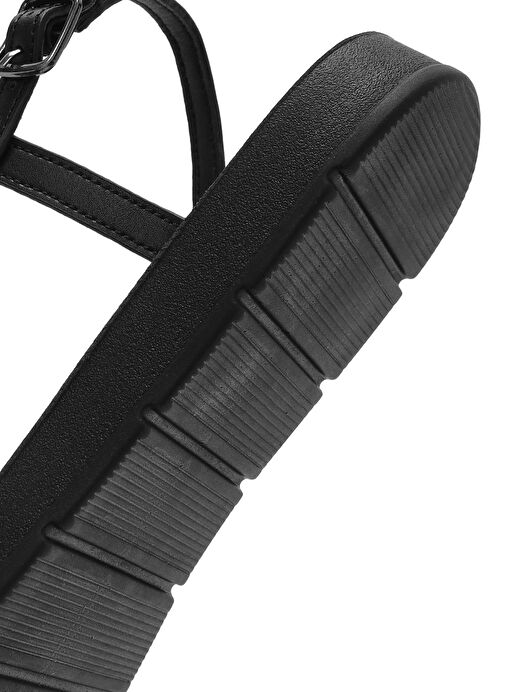 Kadın Siyah Taşlı Sandalet 25SFE464114 - Görsel 9