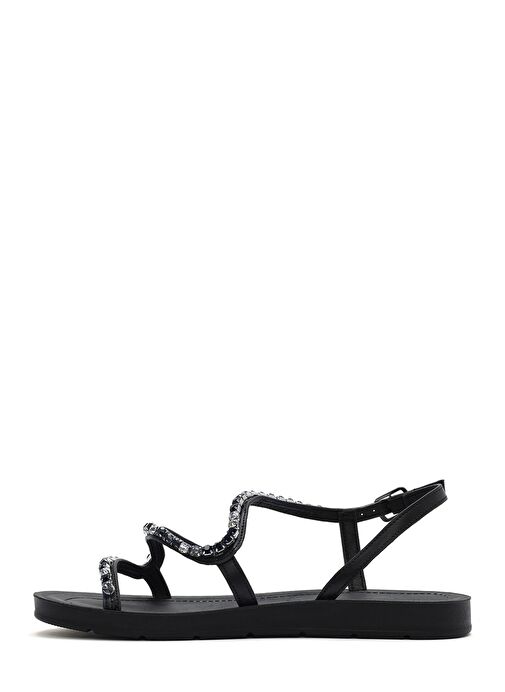 Kadın Siyah Taşlı Sandalet 25SFE464114 - Görsel 3