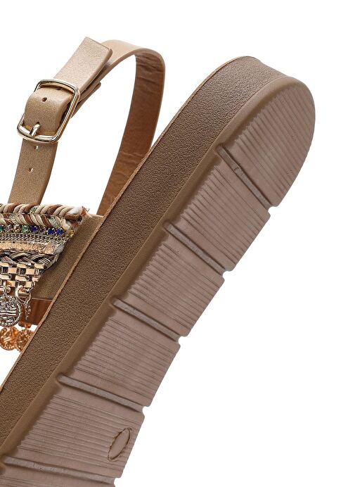 Derimod Derimod Kadın Bej Arkadan Bağlamalı Taşlı Sandalet 25SFE464314 Sandalet & Terlik | Boyner Bej - 9. görsel