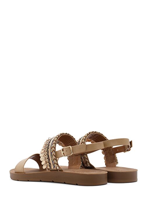 Derimod Derimod Kadın Bej Arkadan Bağlamalı Taşlı Sandalet 25SFE464314 Sandalet & Terlik | Boyner Bej - 6. görsel