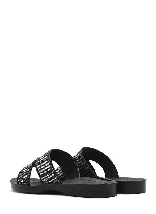 Kadın Siyah Arkadan Bağlamalı Taşlı Sandalet 25SFE464314 - Görsel 6