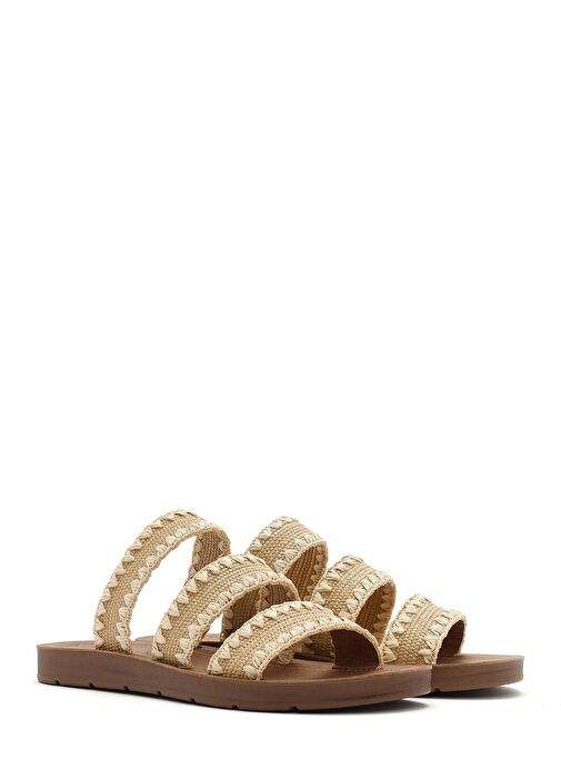 Kadın Bej Hasır Terlik 25SFE4631M7 - Görsel 4