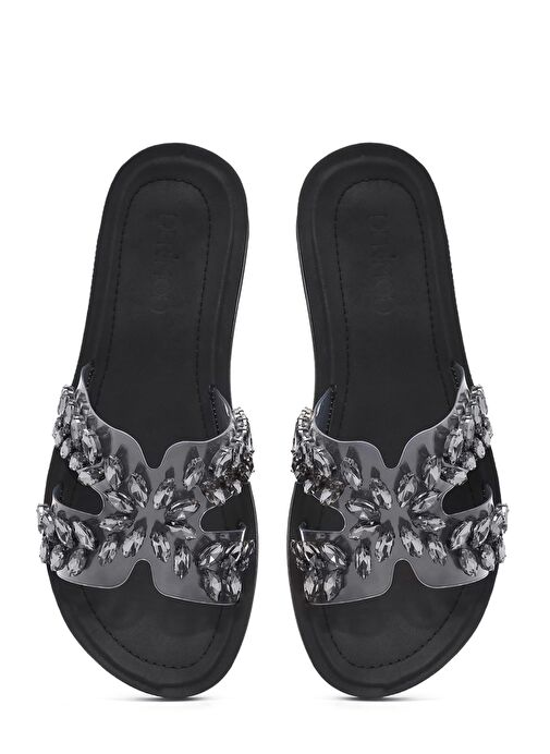 Kadın Siyah Taşlı Terlik 25SFE4633PV - Görsel 8