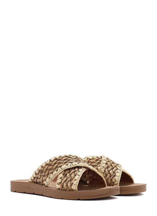 Kadın Bej Örgülü Hasır Terlik 25SFE4635M7 - Görsel 4