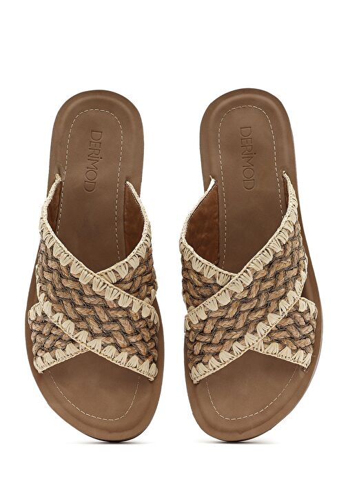 Kadın Bej Örgülü Hasır Terlik 25SFE4635M7 - Görsel 8