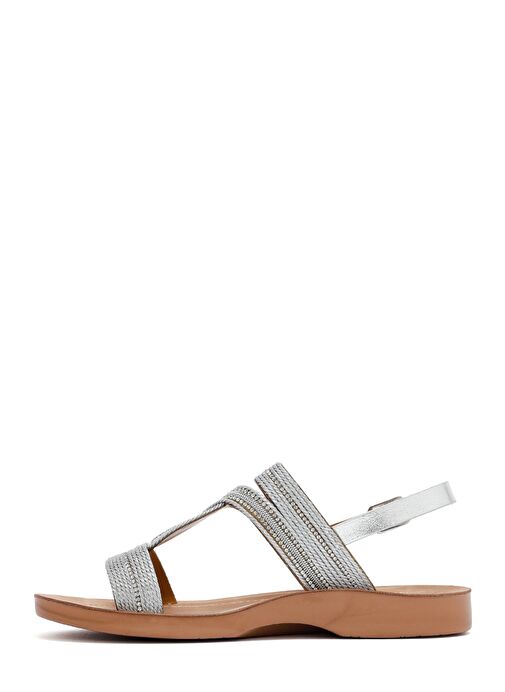 Kadın Gümüş Taşlı Sandalet 25SFE464914 - Görsel 3