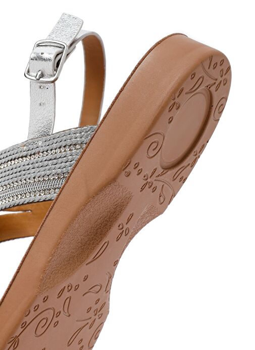 Kadın Gümüş Taşlı Sandalet 25SFE464914 - Görsel 9
