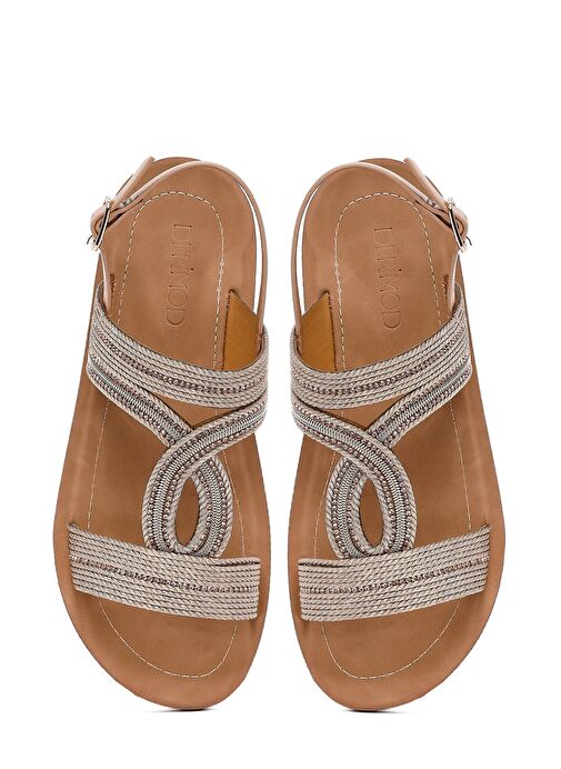 Kadın Pembe Taşlı Sandalet 25SFE464914 - Görsel 8