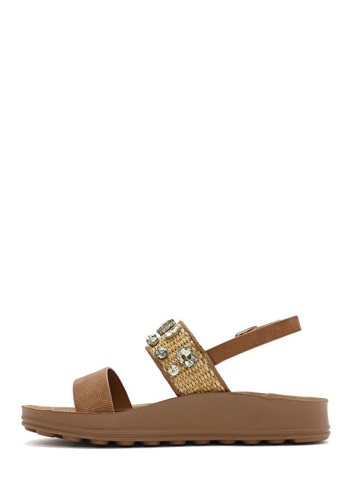 Kadın Taba Kalın Tabanlı Taşlı Sandalet 25SFE465014 - Görsel 3
