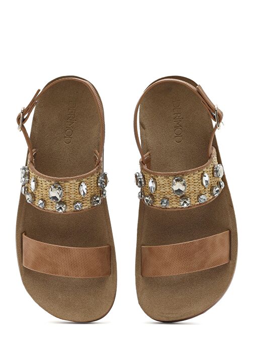 Kadın Taba Kalın Tabanlı Taşlı Sandalet 25SFE465014 - Görsel 8