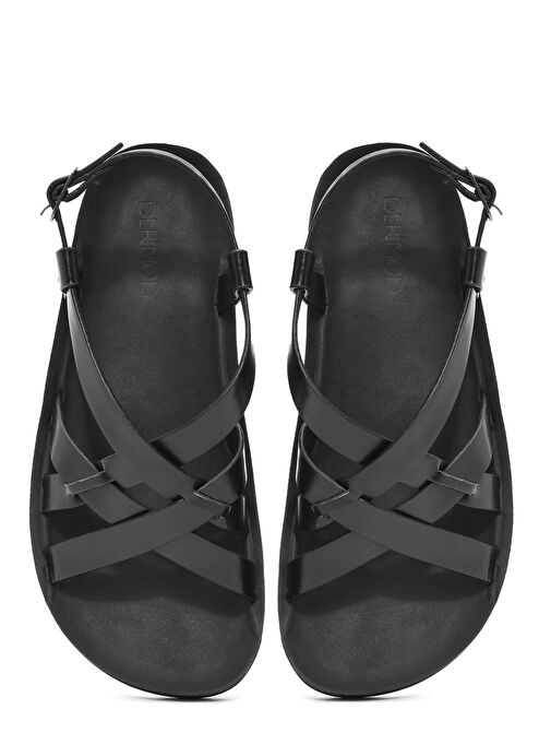 Kadın Siyah Kalın Tabanlı Metalik Sandalet 25SFE465132 - Görsel 8