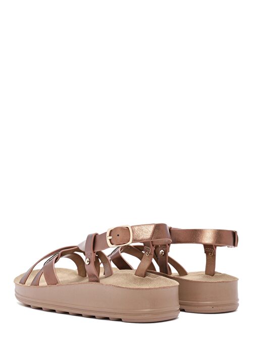 Kadın Bronz Kalın Tabanlı Metalik Sandalet 25SFE465132 - Görsel 6
