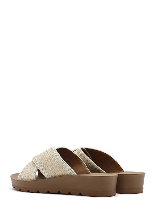 Kadın Bej Kalın Tabanlı Hasır Terlik 25SFE4639M7 - Görsel 6