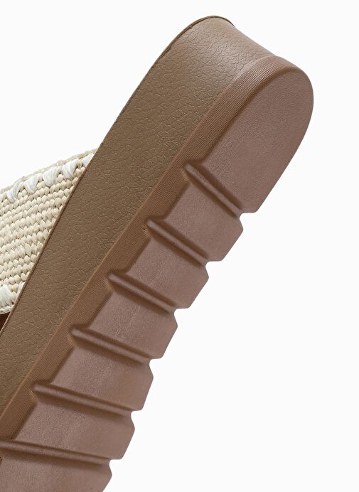 Kadın Bej Kalın Tabanlı Hasır Terlik 25SFE4639M7 - Görsel 9