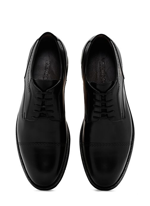 Erkek Siyah Bağcıklı Deri Klasik Ayakkabı 25SFD670722 - Görsel 7
