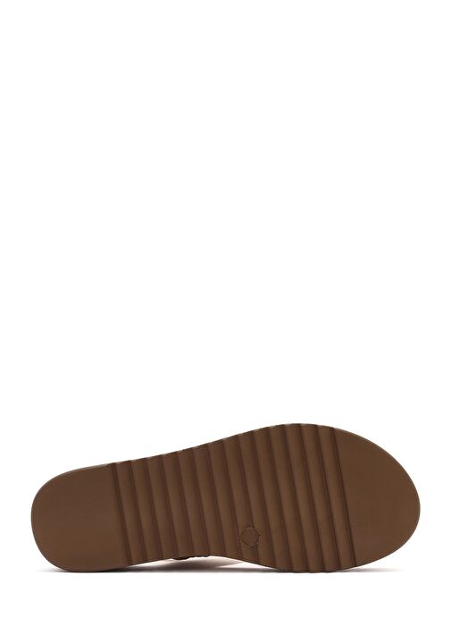 Kadın Bej Bilekten Tokalı Kalın Tabanlı Hasır Sandalet 25SFE4653M7 - Görsel 5