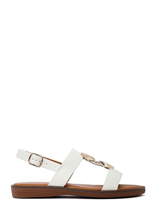 Kadın Beyaz Aksesuar Detaylı Sandalet 25SFE464518 - Görsel 2