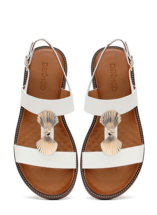 Kadın Beyaz Aksesuar Detaylı Sandalet 25SFE464518 - Görsel 8