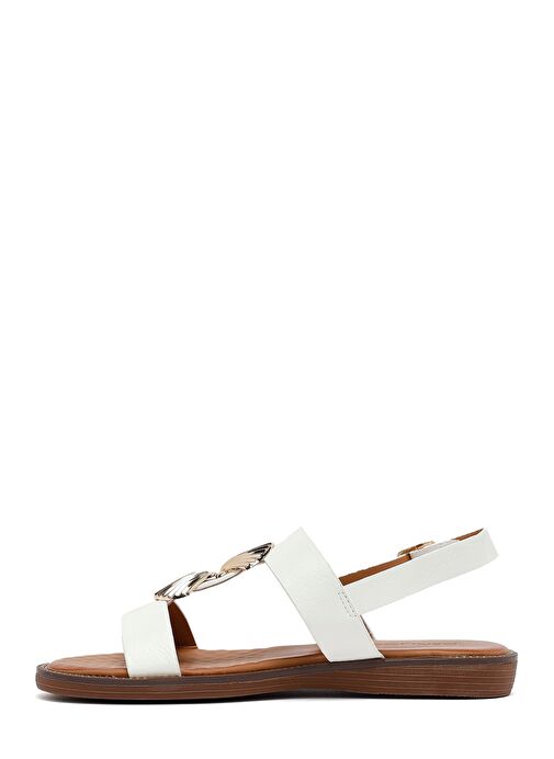 Kadın Beyaz Aksesuar Detaylı Sandalet 25SFE464518 - Görsel 3