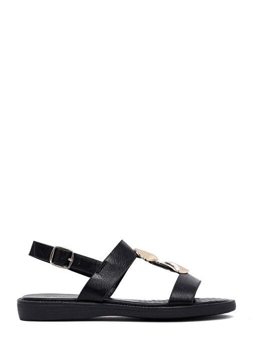 Kadın Siyah Aksesuar Detaylı Sandalet 25SFE464518 - Görsel 2