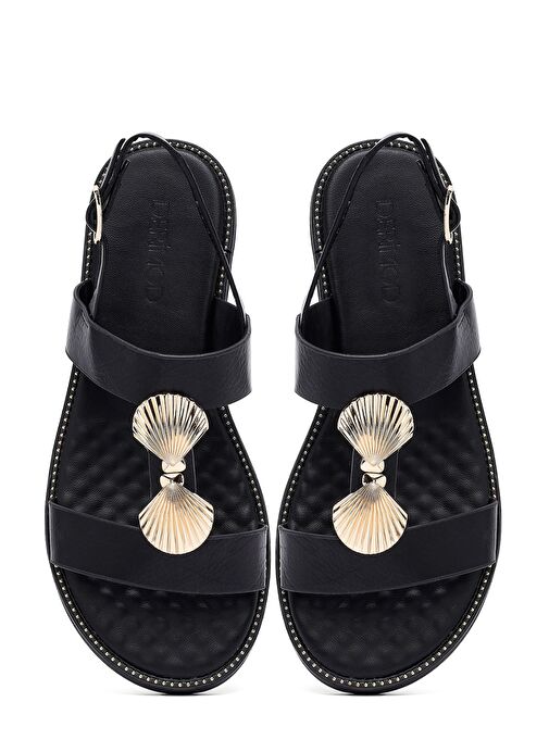 Kadın Siyah Aksesuar Detaylı Sandalet 25SFE464518 - Görsel 8