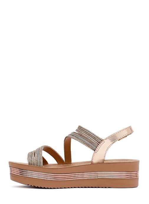 Kadın Pembe Kalın Tabanlı Taşlı Sandalet 25SFE465714 - Görsel 3