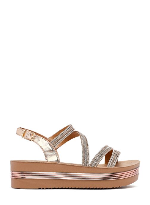 Kadın Pembe Kalın Tabanlı Taşlı Sandalet 25SFE465714 - Görsel 2