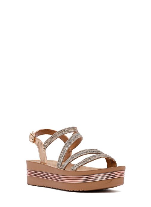 Kadın Pembe Kalın Tabanlı Taşlı Sandalet 25SFE465714 - Görsel 7