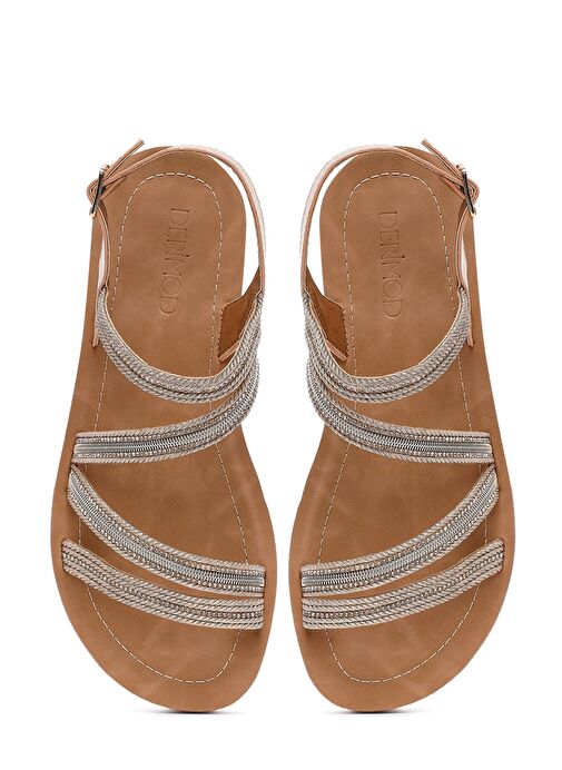 Kadın Pembe Kalın Tabanlı Taşlı Sandalet 25SFE465714 - Görsel 8