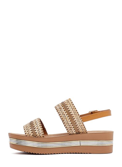 Kadın Taba Kalın Tabanlı Örgülü Sandalet 25SFE464714 - Görsel 3