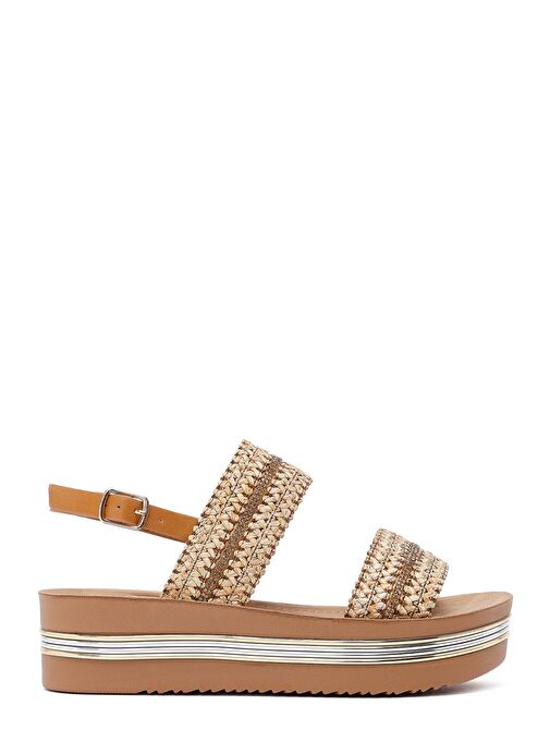 Kadın Taba Kalın Tabanlı Örgülü Sandalet 25SFE464714 - Görsel 2