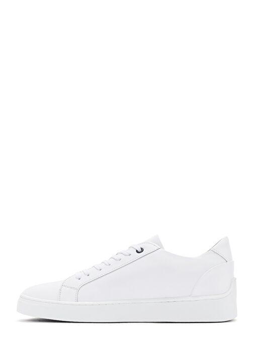 Erkek Beyaz Bağcıklı Deri Sneaker 25SFD660018 - Görsel 3