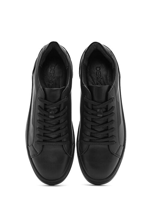 Erkek Siyah Bağcıklı Deri Sneaker 25SFD660018 - Görsel 8