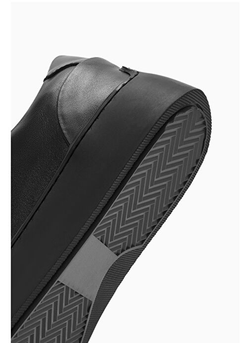 Erkek Siyah Bağcıklı Deri Sneaker 25SFD660018 - Görsel 9