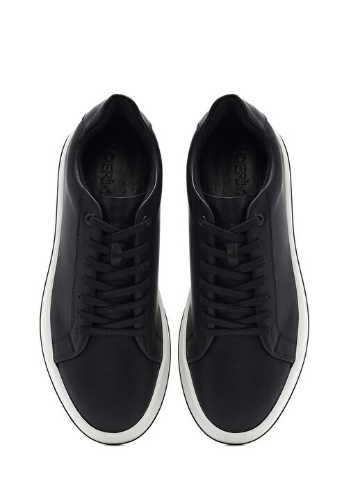 Erkek Siyah Bağcıklı Deri Sneaker 25SFD660118 - Görsel 8