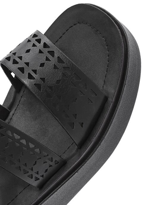 Derimod Derimod Kadın Siyah Bilekten Tokalı Kalın Tabanlı Sandalet 25SFE465818 Sandalet & Terlik | Boyner Siyah - 9. görsel